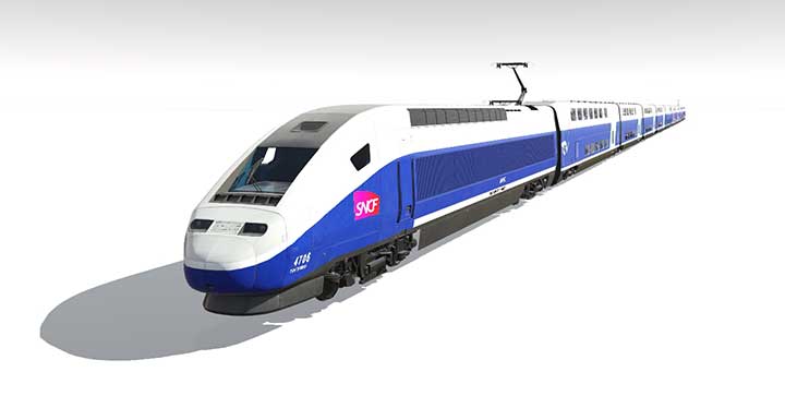 TGV Duplex (2,09 €) Fahre den französischen TGV Duplex mit bis zu 320 km/h in der Spitze.