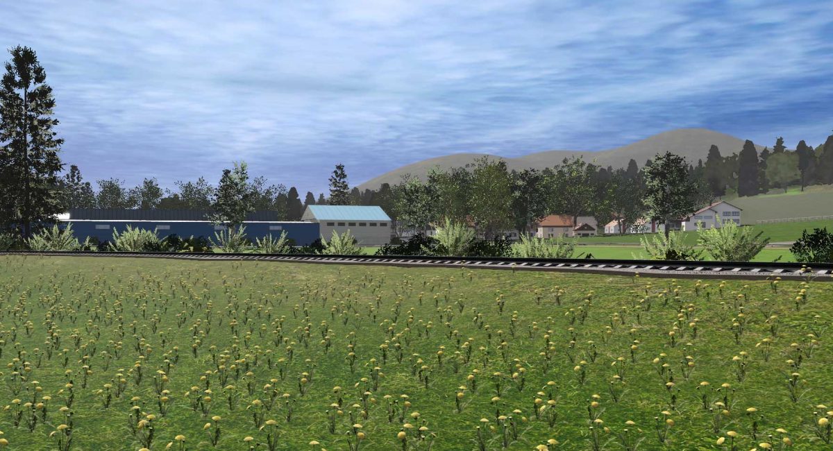 Ingame Ansicht für Trainz Simulator 3 - Ansicht Landschaft entlang der Eisenbahnstrecke in Süddeutschland
